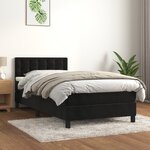 vidaXL Lit à sommier tapissier avec matelas Noir 90x190 cm Velours