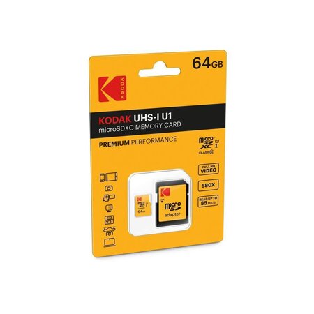 KODAK Class10 U1 Carte mémoire microSDHC - 64 GB - Avec adaptateur