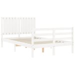 vidaXL Cadre de lit avec tête de lit blanc 120x200 cm bois massif