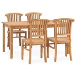 vidaXL Ensemble de salle à manger de jardin 5 Pièces Bois de teck solide