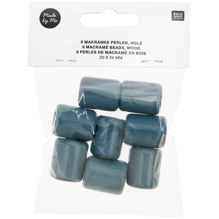 8 Perles cylindriques - bois pétrole - 20 mm