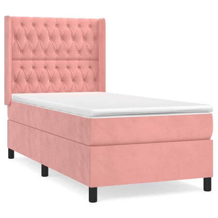 vidaXL Lit à sommier tapissier avec matelas Rose 90x200 cm Velours