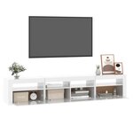 vidaXL Meuble TV avec lumières LED Blanc brillant 210x35x40 cm