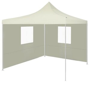 vidaXL Tente de réception pliable avec 2 parois 2x2 m Acier Crème