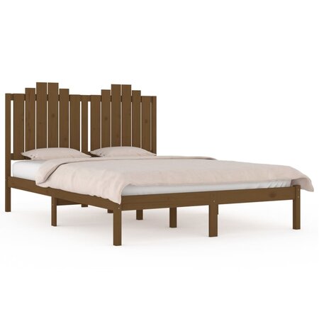 vidaXL Cadre de lit Marron miel Bois de pin massif 120x200 cm