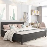 vidaXL Sommier tapissier Gris foncé Tissu 200x200 cm
