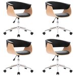 vidaXL Chaises pivotantes à manger lot de 4 noir similicuir