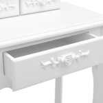 vidaXL Ensemble de coiffeuse avec tabouret Blanc 50x59x136cm Paulownia