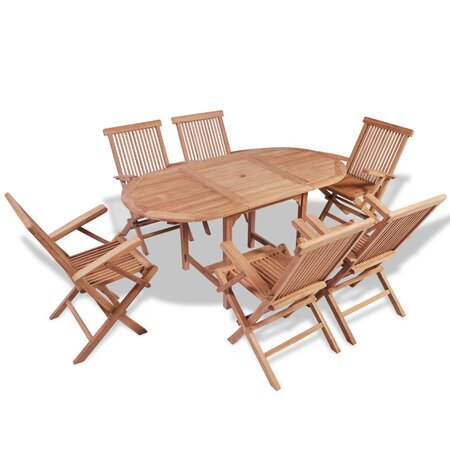vidaXL Mobilier à dîner d'extérieur 7 Pièces Bois de teck solide