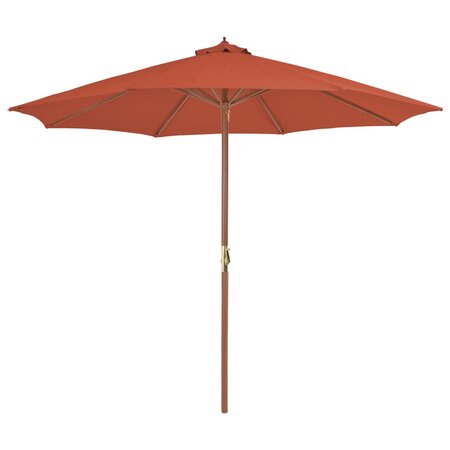 vidaXL Parasol d'extérieur avec mât en bois 300 cm Terre cuite
