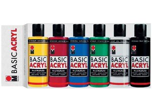 Peinture acrylique 'BasicAcryl' kit pour débutants 6 x 80ml MARABU