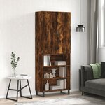 vidaXL Buffet haut Chêne fumé 69 5x34x180 cm Bois d'ingénierie