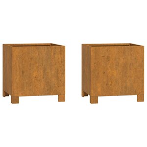 vidaXL Jardinières avec pieds 2 Pièces Rouillé 32x30x33 cm Acier corten