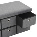 vidaXL Banc de rangement pliable Faux lin 76 x 38 x 38 cm Gris foncé
