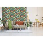 DUTCH WALLCOVERINGS Papier peint Poisson/fleur Bleu
