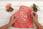 Toile coton Idéal broderie Rouge clair 45 x 60 cm