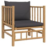 vidaXL Salon de jardin 8 Pièces avec coussins gris foncé bambou