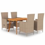 vidaXL Ensemble de salle à manger de jardin 5 Pièces Beige