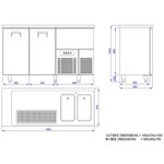 Refroidisseur de boissons - 2 portes & evier - combisteel - r290 - acier inoxydable21950 mmpleine/battante 1950x700x950mm