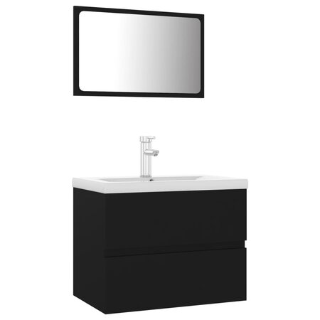 vidaXL Ensemble de meubles de salle de bain Noir Aggloméré