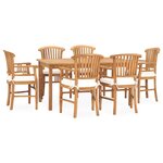 vidaXL Ensemble à dîner de jardin 7 Pièces avec coussins Teck solide