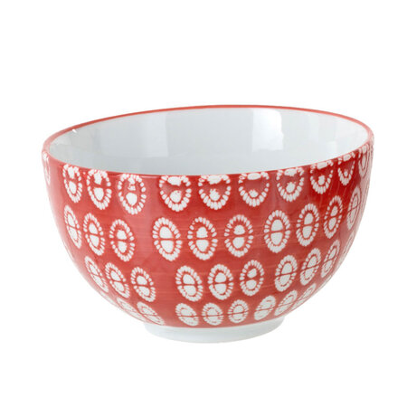 Bol rouge à motifs ronds blancs en porcelaine