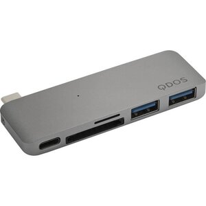 QDOS PowerLink Mini Hub USB-C 5-en-1 - Gris Sideral