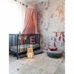 Tapis coton rond lavable Bubbly brun à pompons Ø 120 cm