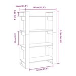 vidaXL Bibliothèque/Séparateur de pièce Gris 80x35x125 cm Pin solide