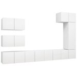 vidaXL Ensemble de meuble TV 8 Pièces Blanc Aggloméré