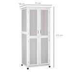 Abri de jardin armoire de jardin sur pied dim. 77L x 58l x 175H cm 2 étagères 2 portes 3 crochets toit bitumé étanche bois pin pré-huilé gris blanc