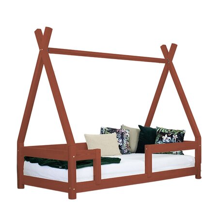 Lit cabane enfant NAKANA 120 x 190 rouge brique