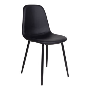 Chaise de salle à manger en cuir synthétique noir avec pieds noirs