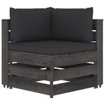 vidaXL Salon de jardin 5 Pièces avec coussins Bois imprégné de gris