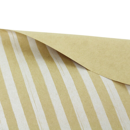 Lot de 50 Papier cadeau à rayures Kraft et blanc 2 x 0 70m