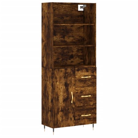 vidaXL Buffet haut Chêne fumé 69 5x34x180 cm Bois d'ingénierie