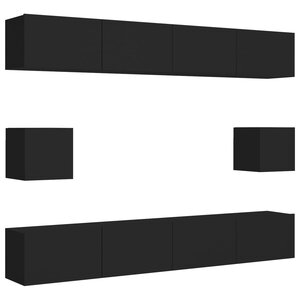 vidaXL Ensemble de meubles TV 6 Pièces Noir Aggloméré