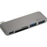 QDOS PowerLink Mini Hub USB-C 5-en-1 - Gris Sideral
