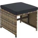 Tectake Salon de jardin BILBAO 8 places avec housse de protection - marron naturel