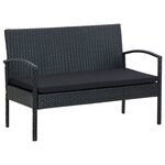 vidaXL Salon de jardin 5 Pièces avec coussins Résine tressée Noir