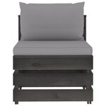 vidaXL Canapé de jardin 4 places avec coussins Bois imprégné de gris