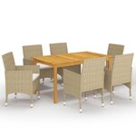 vidaXL Ensemble de salle à manger de jardin 7 Pièces Beige