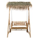 vidaXL Balancelle 2 places feuilles de palmier et coussin 202cm Bambou