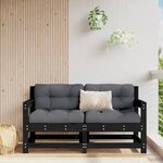 vidaXL Chaises de jardin et coussins lot de 2 noir bois de pin massif