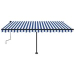 vidaXL Auvent manuel rétractable avec LED 450x300 cm Bleu et blanc