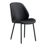 Chaise de salle à manger en polyester noir avec pieds noirs