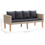 vidaXL Salon de jardin 3 Pièces avec coussins Résine tressée Beige