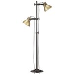 vidaXL Lampadaire avec 2 abat-jour Laiton E27 Fonte