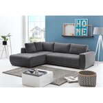 Canapé d'angle convertible gauche - Tissu Gris - Contemporain - L 280 x P 204 x H 66 cm - BOLERO