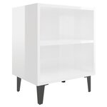 vidaXL Table de chevet avec pieds en métal Blanc brillant 40x30x50 cm